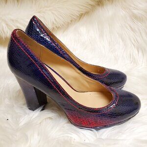 Kenneth Cole Reaction Purple/Pink Platform Snakeskin Block High Heel Shoes SZ 8